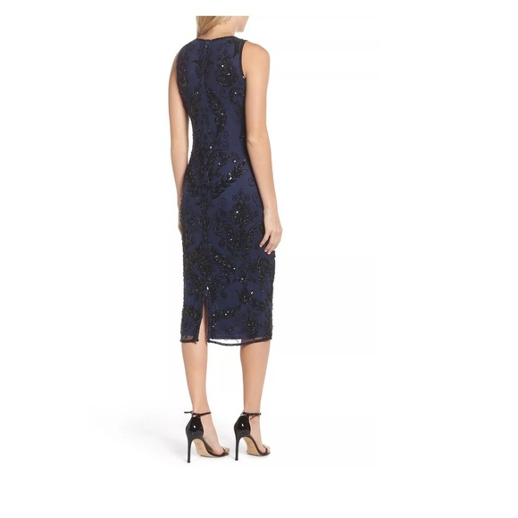 NWT Pisarro Nights Beaded Pencil‎ Dress Navy [ SZ 2 ] - Picture 3 of 7